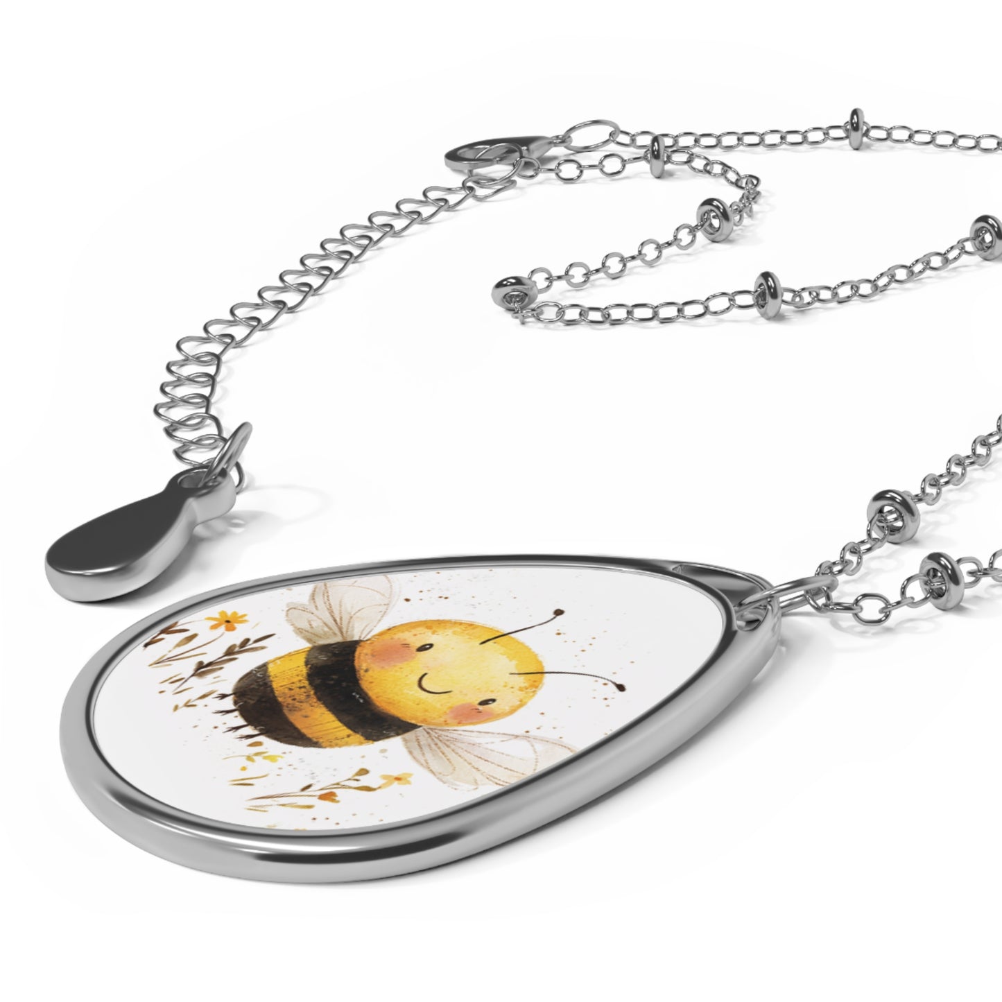 Bee-Themed Oval Necklace - Nature-Inspired Jewelry, Perfect Gift for Bee Lovers, Birthdays, Anniversaries, Eco-Friendly Accessories