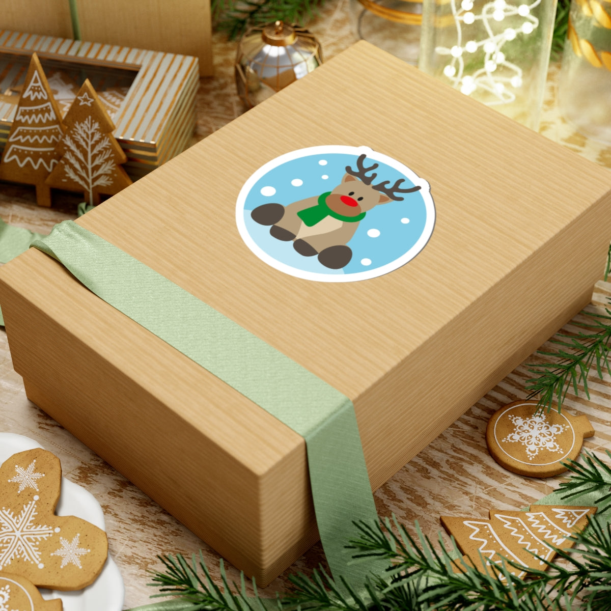 Reindeer Holiday Kiss-Cut Sticker — Cute Christmas Laptop Decal