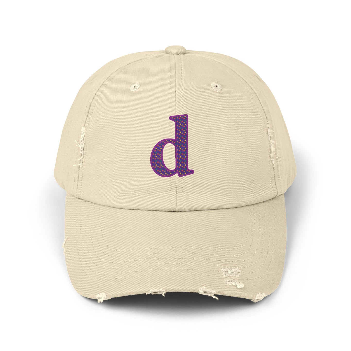 Distressed Cap with Purple Letter 'd' - Casual Street Style Hat for Everyday Wear, Gift for Dad, Unisex Fashion Accessory, Trendy [...]