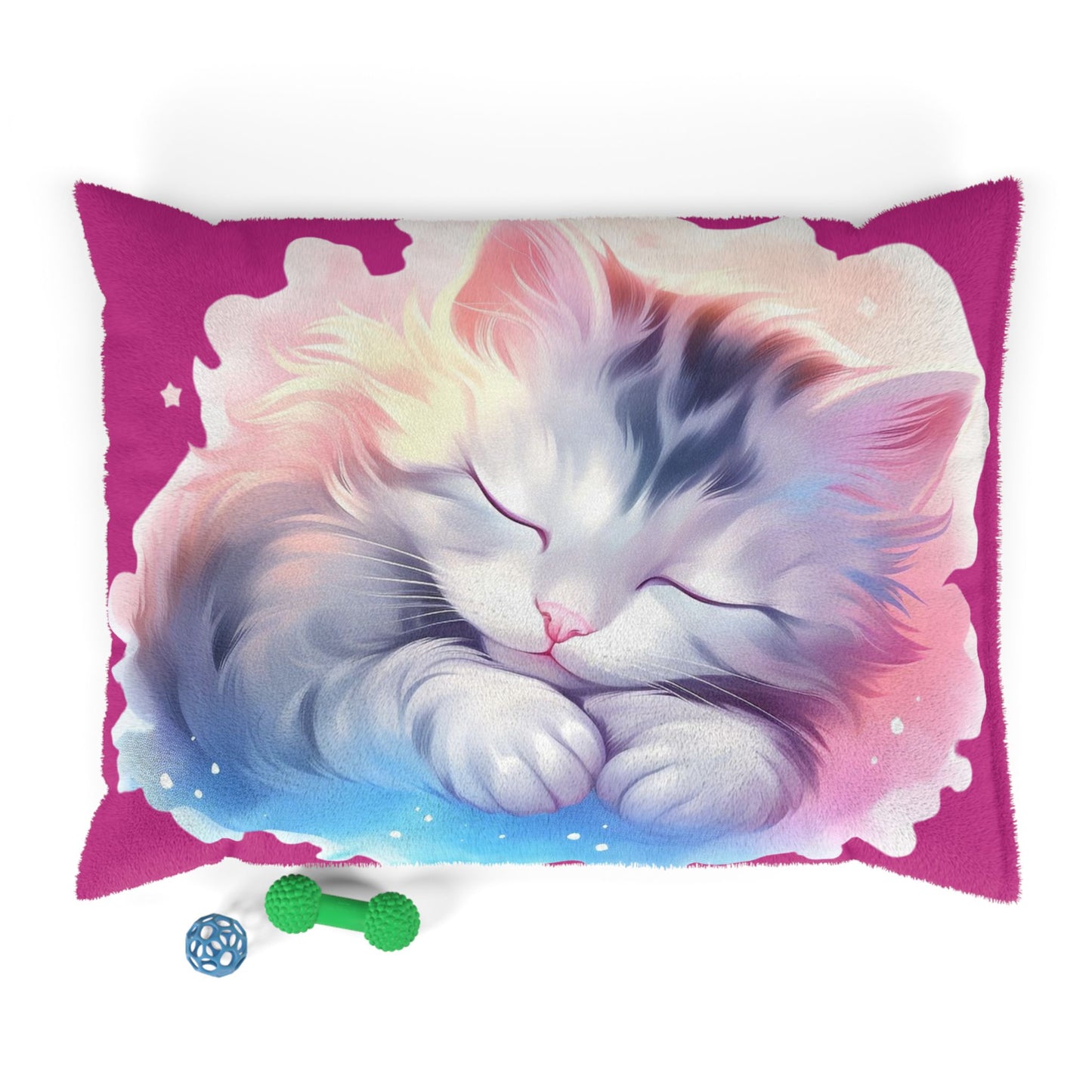 Cute Sleeping Kitten Pet Bed – Plush Pink Cat Cushion for Small Dogs & Cats