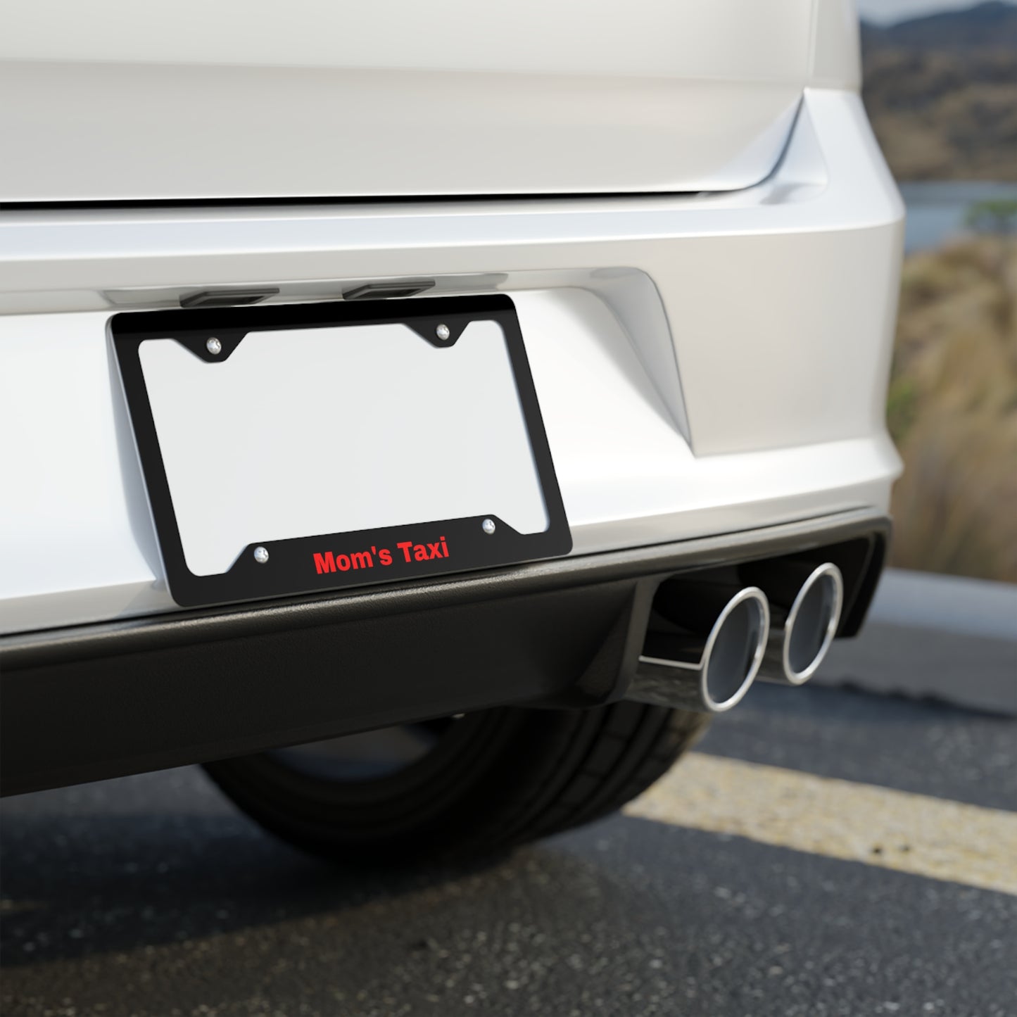 Personalized Metal License Plate Frame, Custom Car Accessory Mom's Taxi