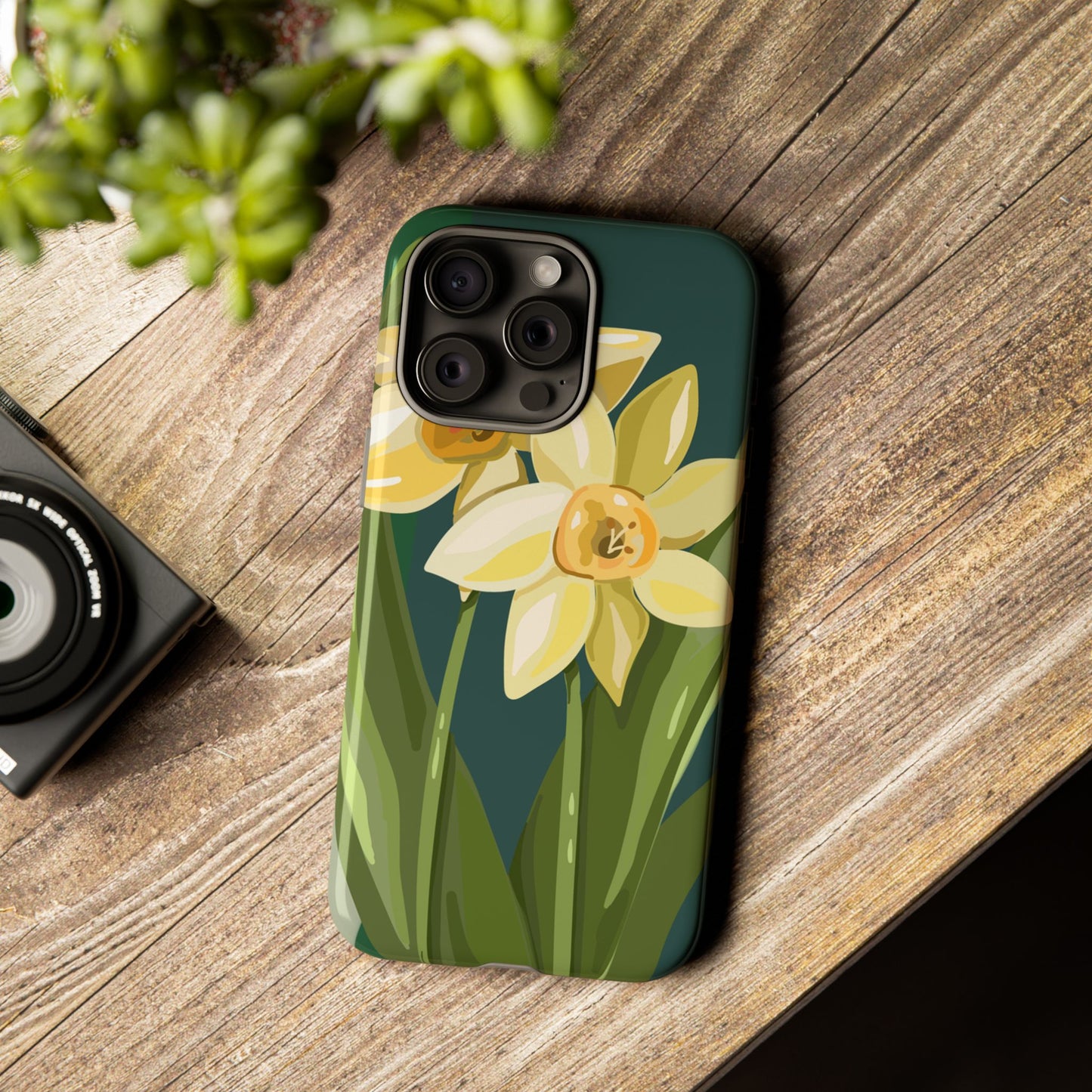 Floral Phone Case - Yellow Daffodil Design, Tough Phone Cover, Spring Decor, Floral Gift, Nature-Inspired Accessories