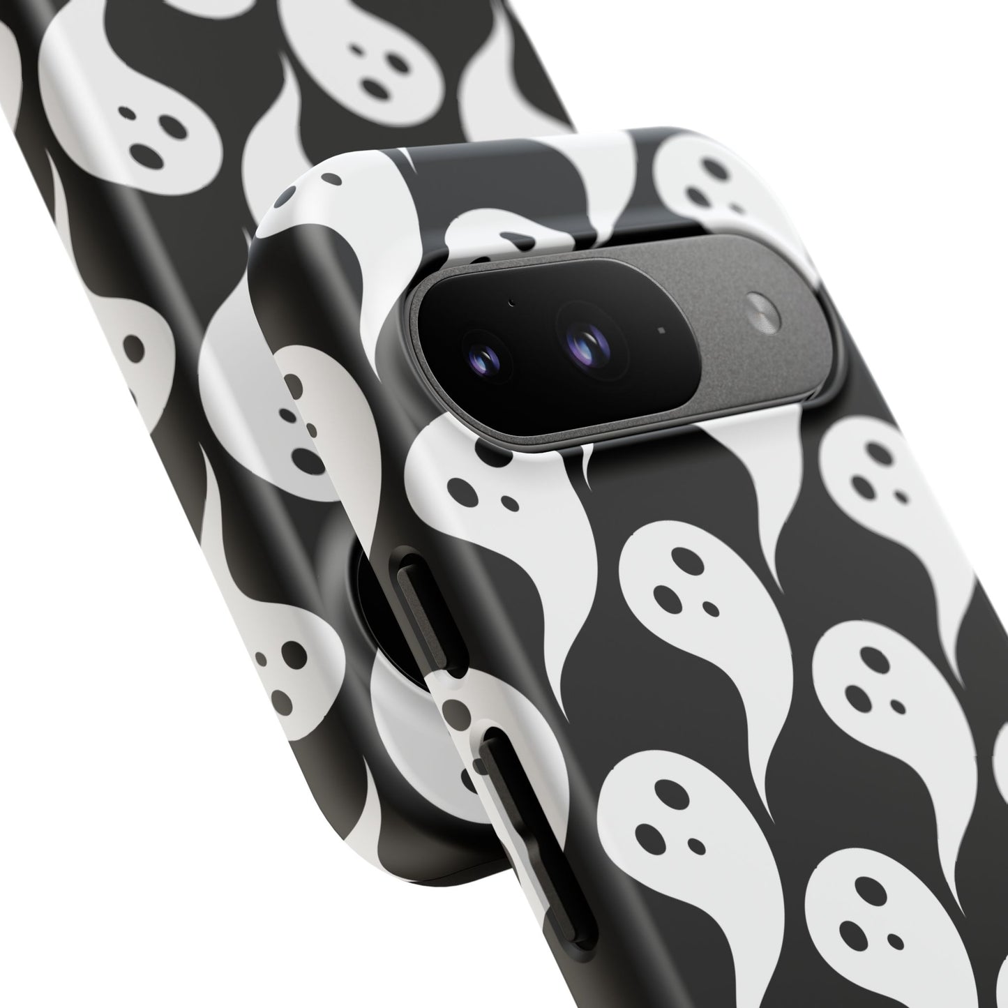 Ghost Pattern Phone Case, Cute Ghost Cell Phone Cover, Halloween Accessory, Spooky Gift, Black and White Phone Case