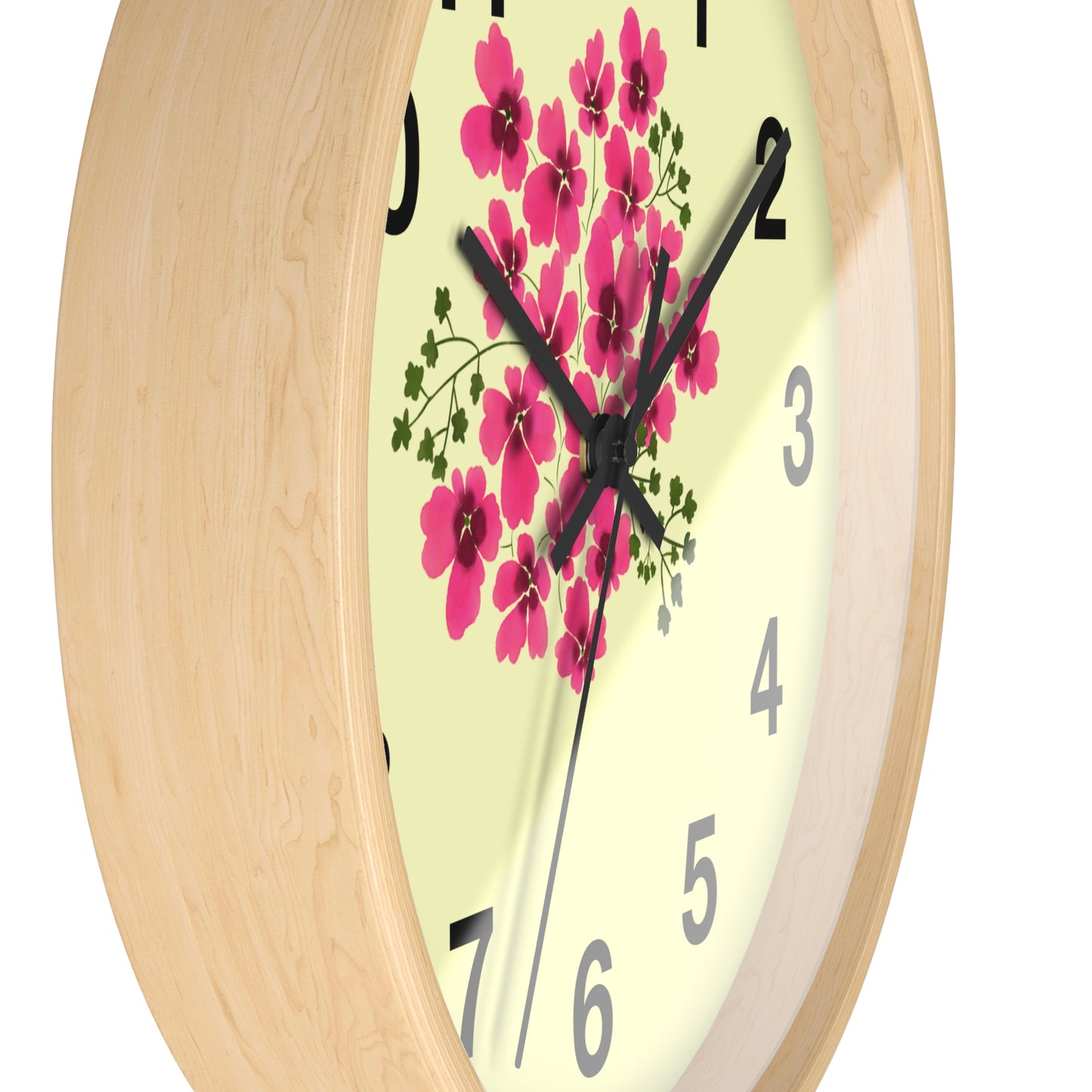 Floral Wall Clock with Pink Flowers, Home Decor, Gift for Gardening Enthusiasts, Mother's Day Present, Living Room Accent, Spring Vibes