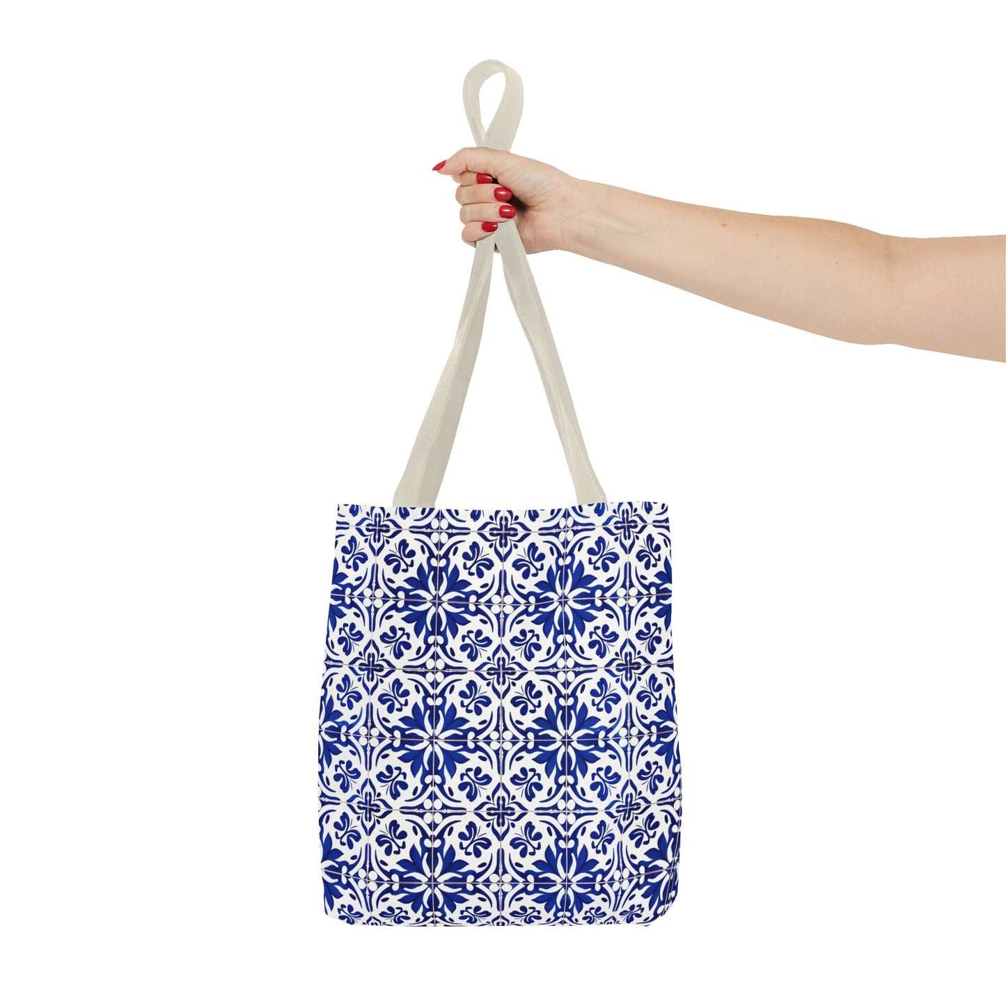 Blue Moroccan Tile Tote Bag - All-Over Print Patterned Market Tote
