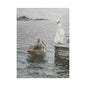 Seaside Stroll Canvas Print — Vintage Woman & Rowboat Matte Stretched Art 1.25"