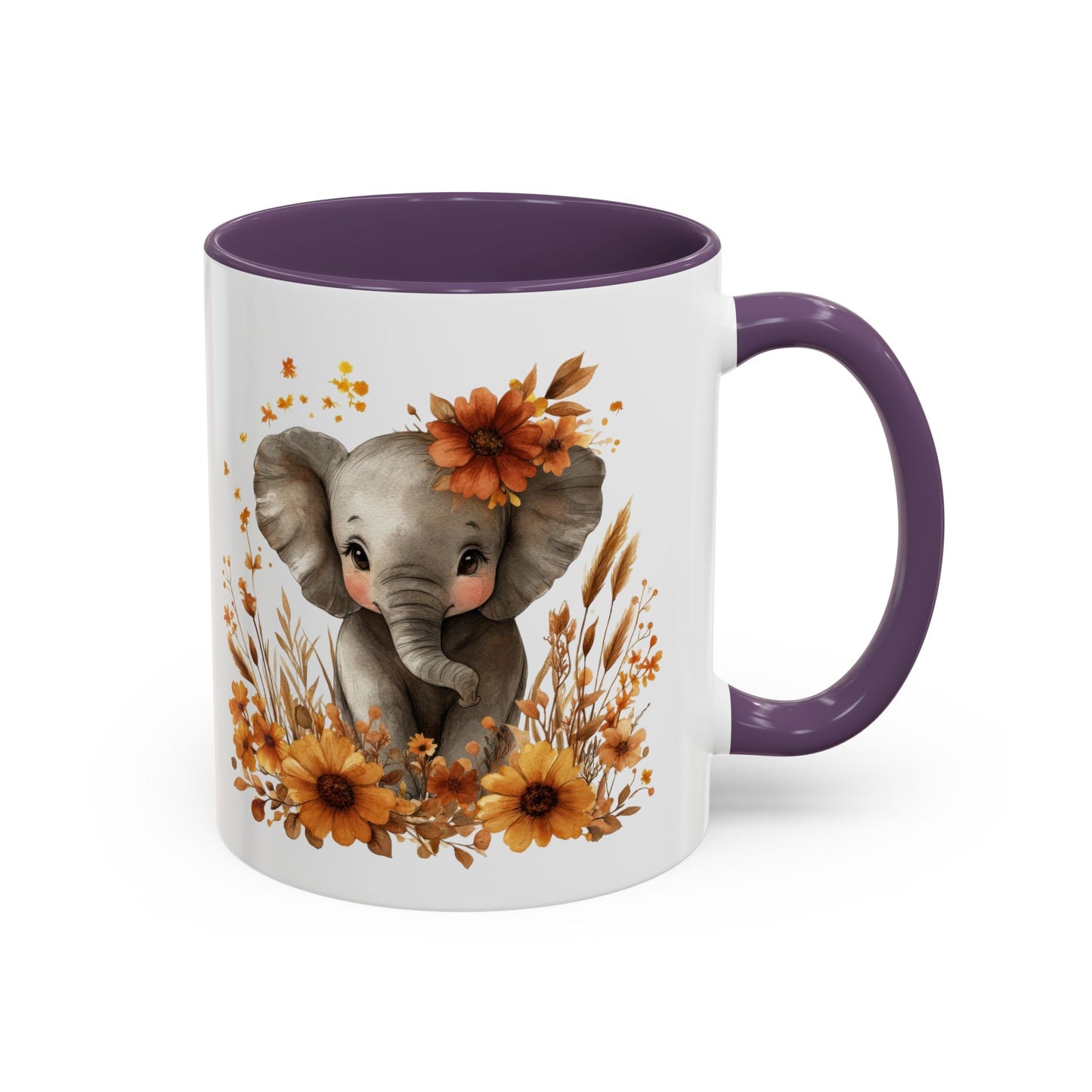 Adorable Elephant Floral Coffee Mug, Cute Animal Mug, Coffee Lover Gift, Kids Mug, Baby Shower Decor