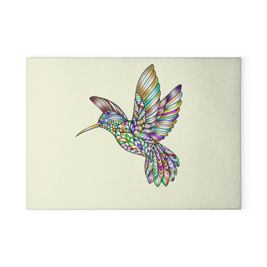 Colorful Hummingbird Glass Cutting Board, Kitchen Decor, Gift for Chefs, Unique Homeware, Wedding or Housewarming Gift
