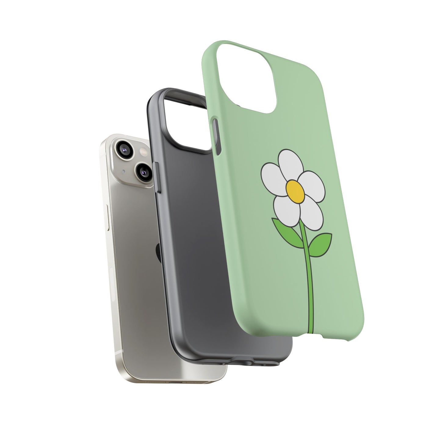 Floral Phone Case - Tough Cases for Nature Lovers, Cute Green Flower Design, iPhone Cover, Gift for Her, Spring Accessories