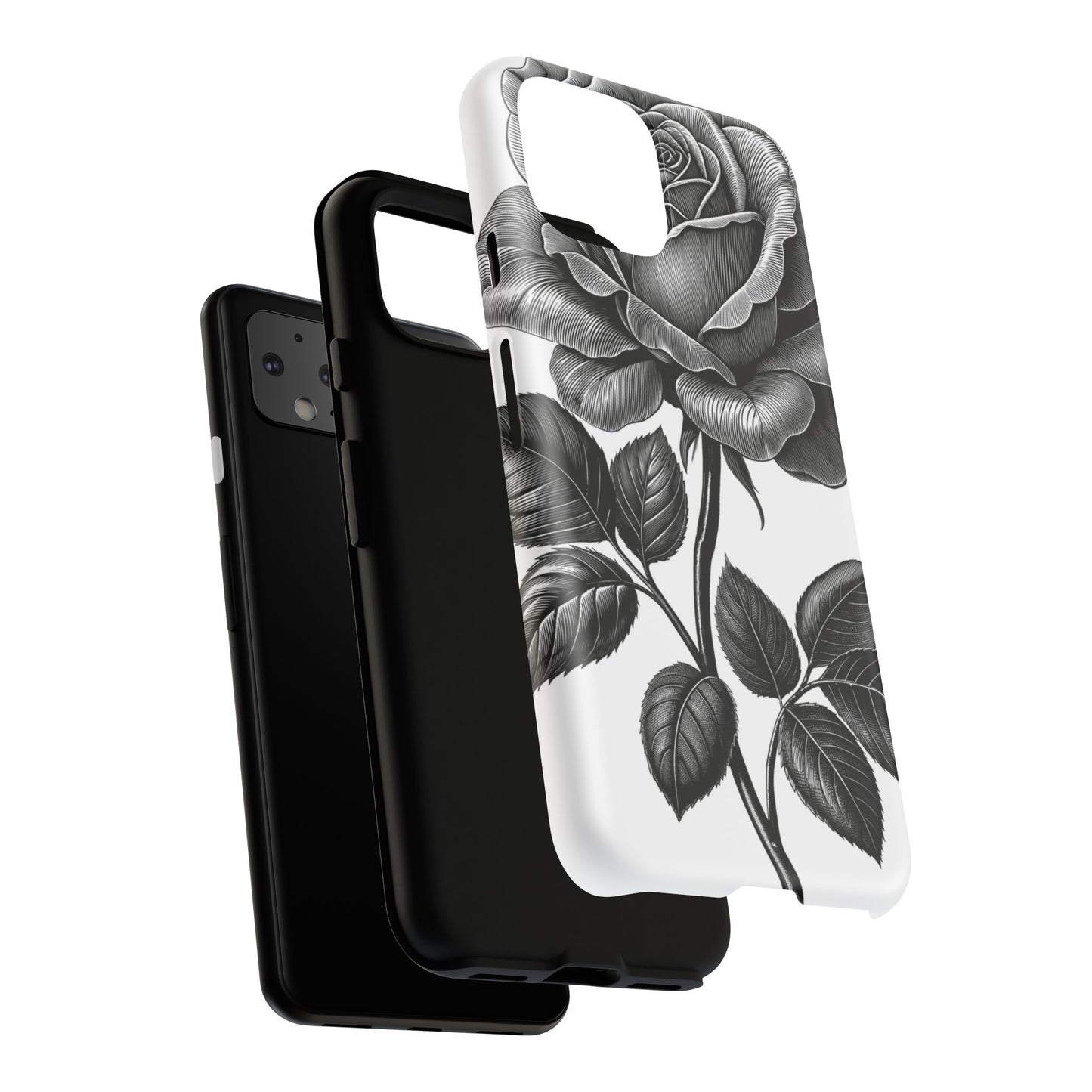 Elegant Floral Phone Case - Tough Cases, Black Rose Design, Floral Phone Cover, Stylish Phone Accessory, Gift for Her, Mother's Day