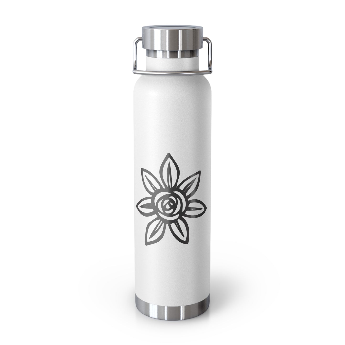 Flower Design Copper Insulated Water Bottle, Eco-Friendly Drink Flask, Vacation Travel Mug, Gift for Plant Lovers, Outdoor Hydration Bottle