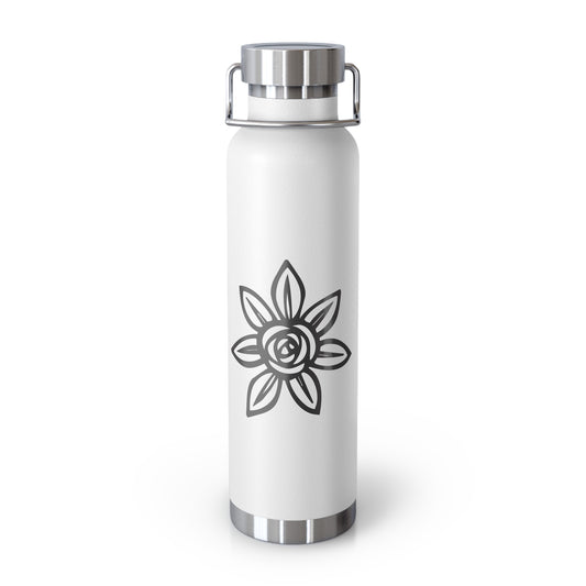 Flower Design Copper Insulated Water Bottle, Eco-Friendly Drink Flask, Vacation Travel Mug, Gift for Plant Lovers, Outdoor Hydration Bottle