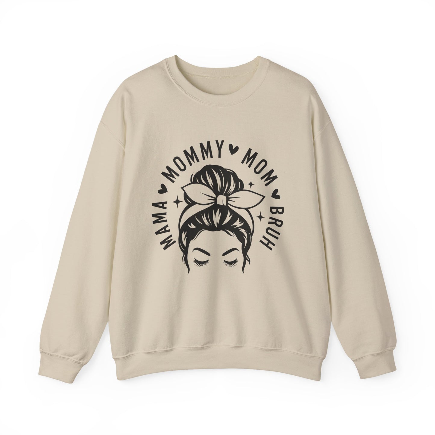 Mommy Mom Momma Crewneck Sweatshirt — Messy Bun Mom Graphic Pullover