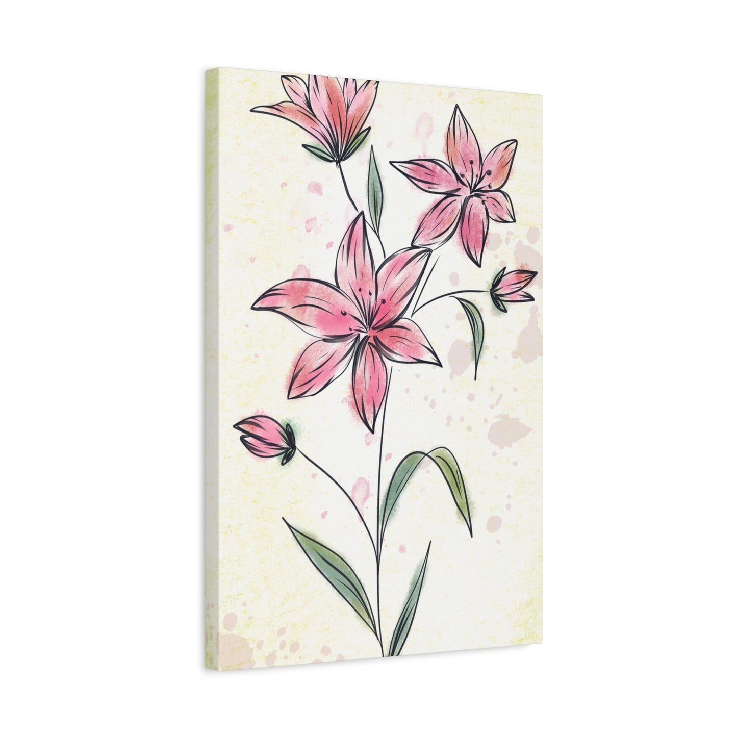 Matte Canvas, Stretched, 1.25" Tulips Pink Flowers