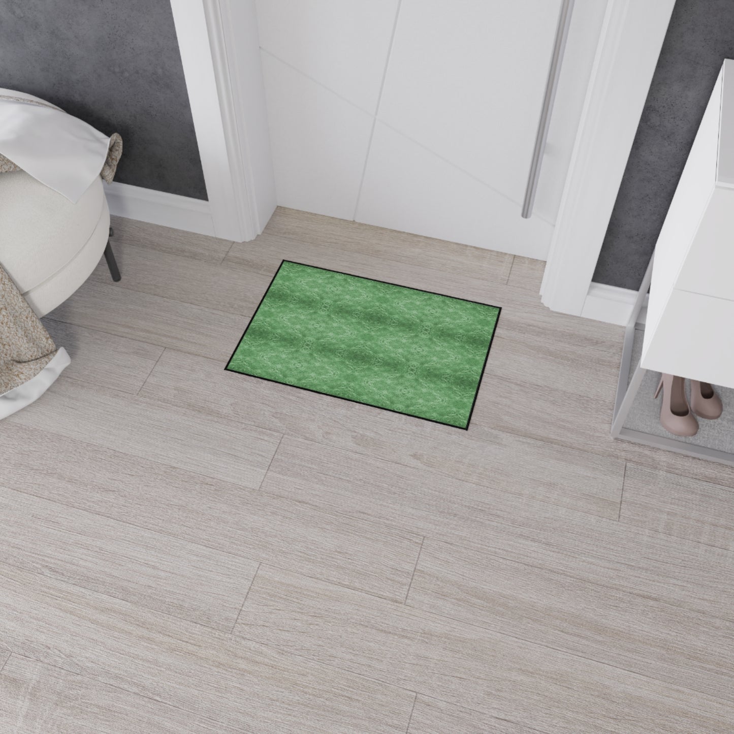 Green Textured Heavy-Duty Floor Mat — Durable Indoor/Outdoor Entry Rug