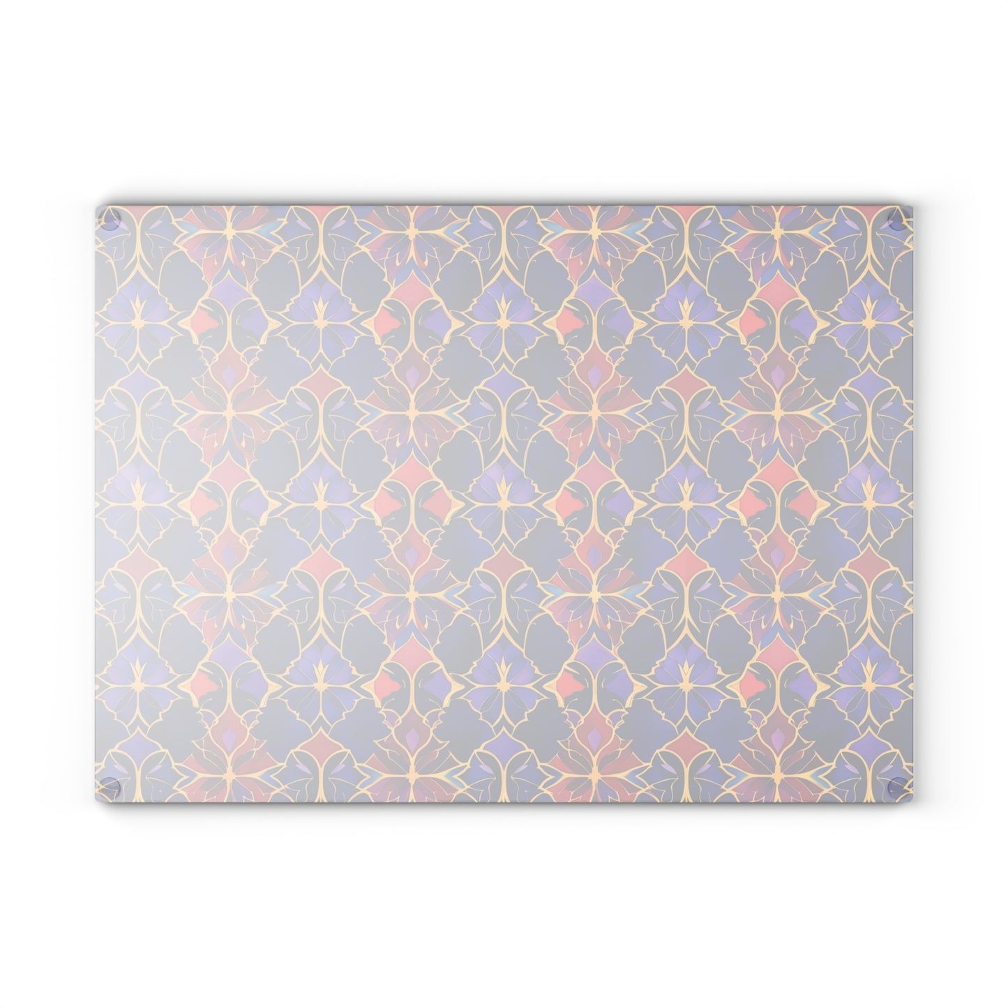 Glass Cutting Board — Vibrant Floral Tile Pattern Decorative Kitchen Board