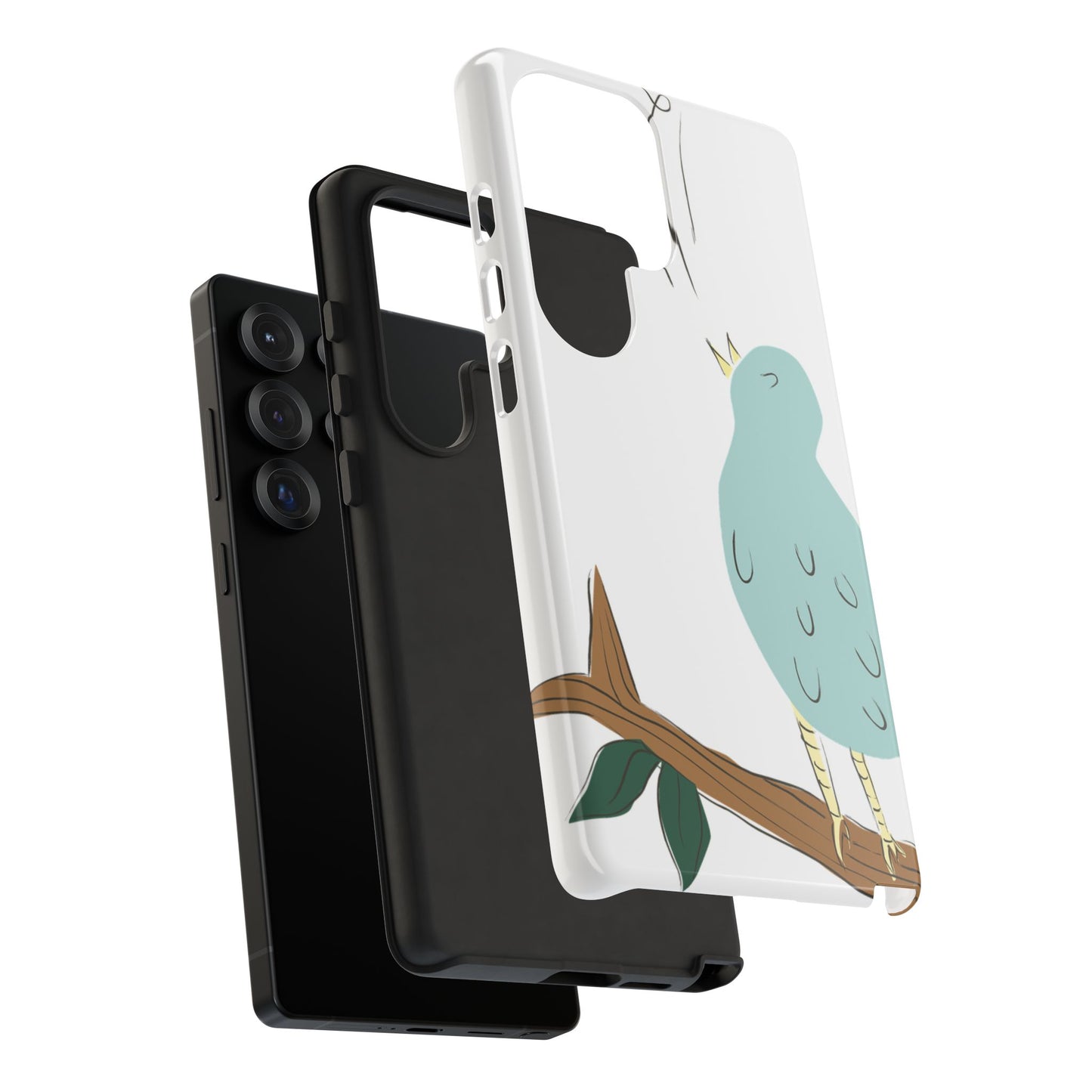 Birdsong Phone Case — Cute Blue Bird on Branch Protective Case