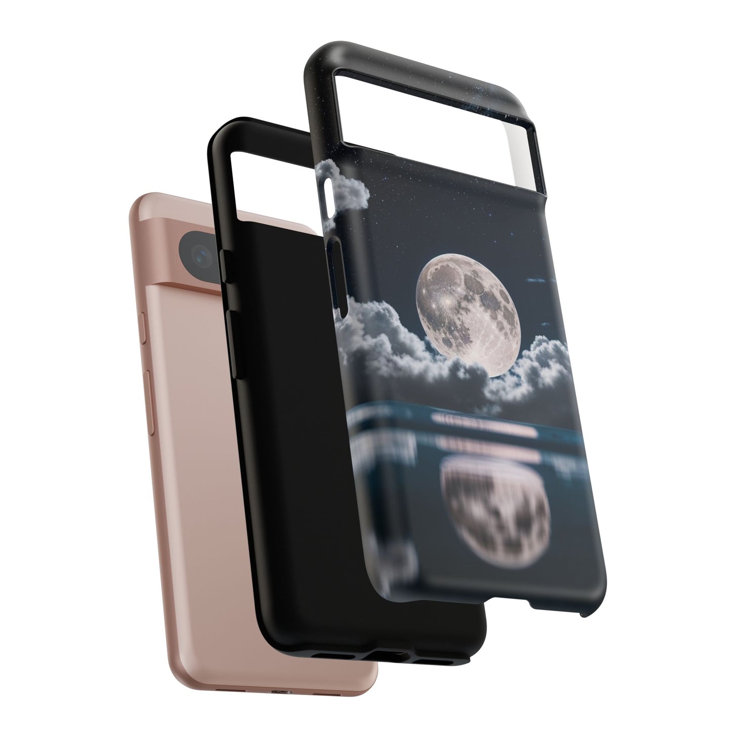 Moonlit Reflection Phone Case — Night Sky Moon & Clouds Tough Case