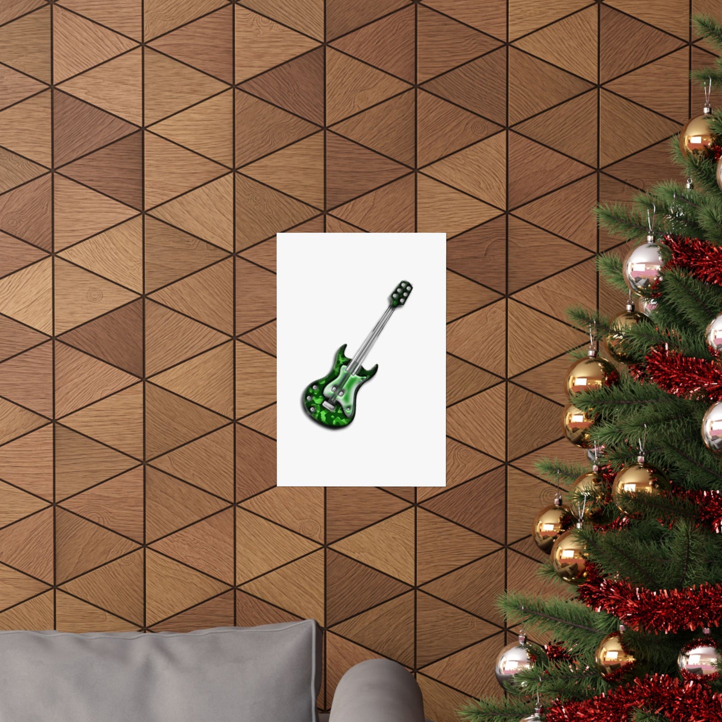 Guitar Art Poster - Rock Music Decor, Green Guitar Wall Art, Musician Gift, Home Office Decor, Music Lover Gift