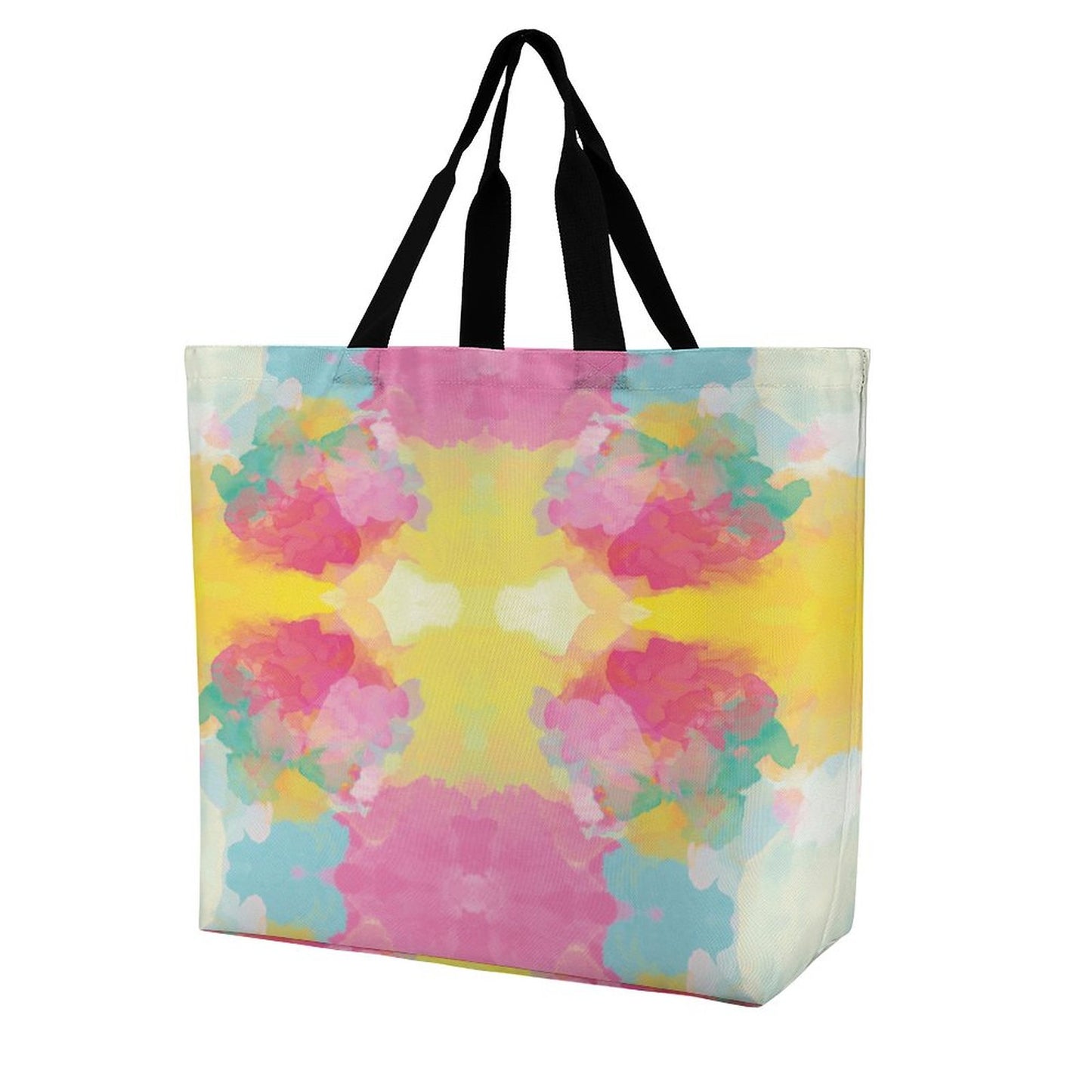 Large One Shoulder Shopping Bag Pink Yellow Blue Tie-Dye
