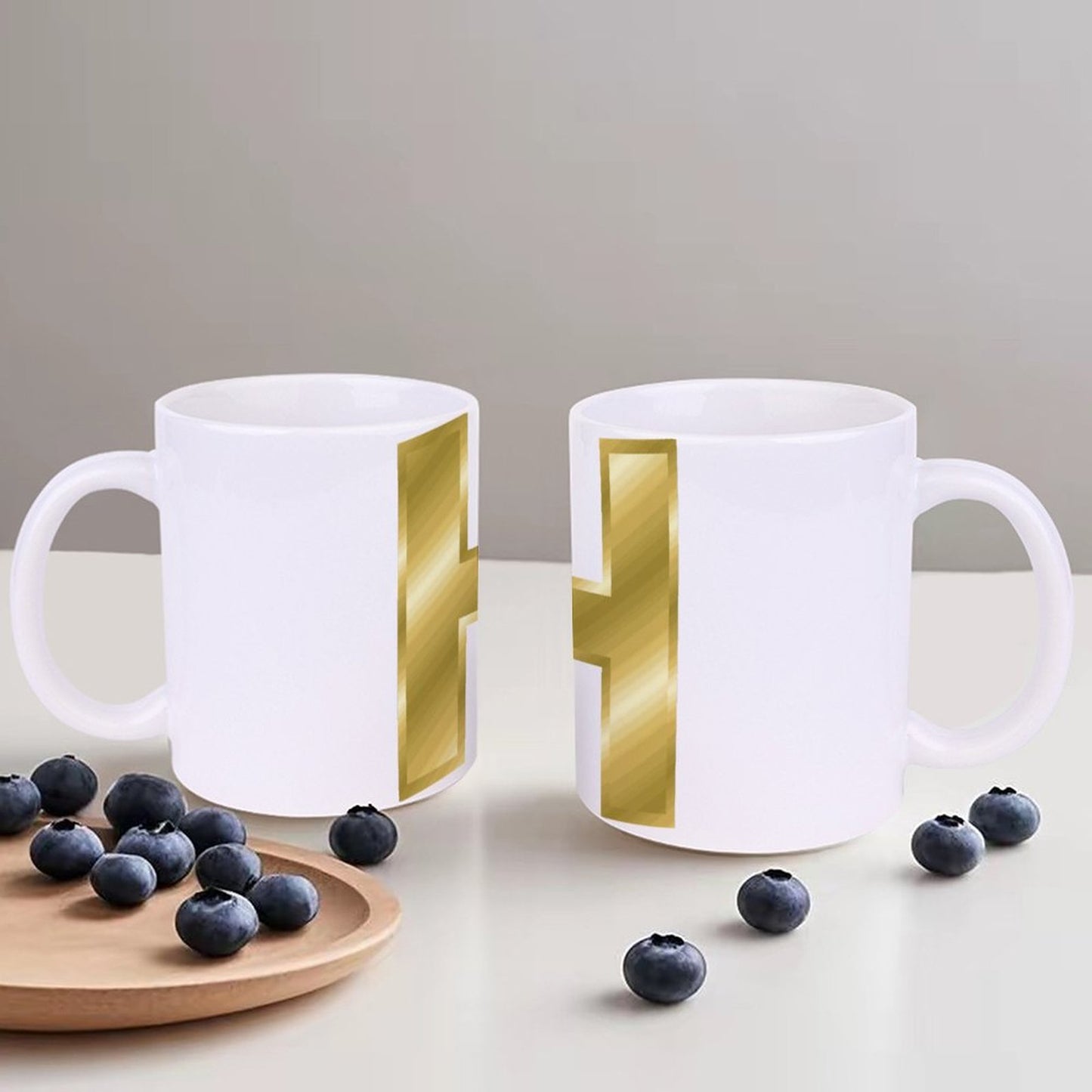 14oz White Ceramic Mug with Handle - Letter H
