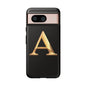 Custom Phone Case with Gold Letter A, Monogrammed Gift, Tough Protective Case, Personalized Phone Accessory, Unique Phone Cover