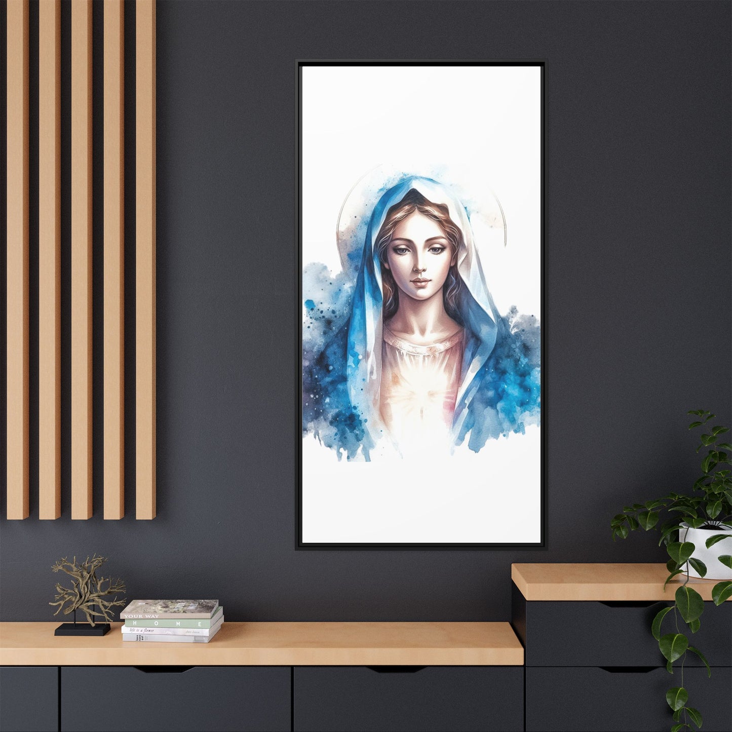 Framed Canvas Art Print, Spiritual Decor, Religious Artwork, Wall Decor, Gift for Faith, Elegant Home Decoration