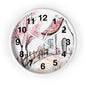 Cottage Garden Wall Clock — Hand-Drawn Pink Blossom Scene