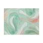 Abstract Green Marble Canvas Print — Teal & Coral Swirl Wall Art