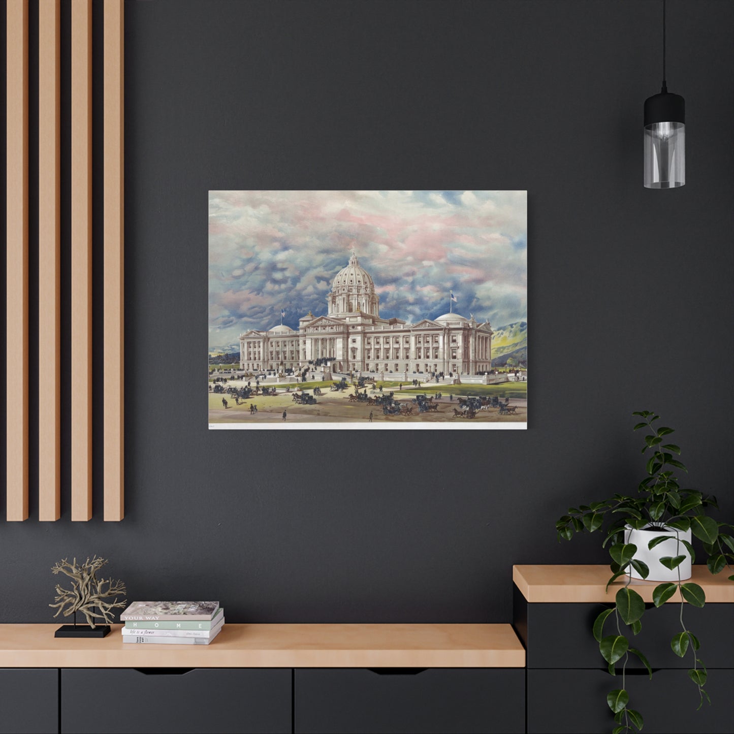 San Francisco City Hall Vintage Art Matte Canvas Print — Stretched 1.25"
