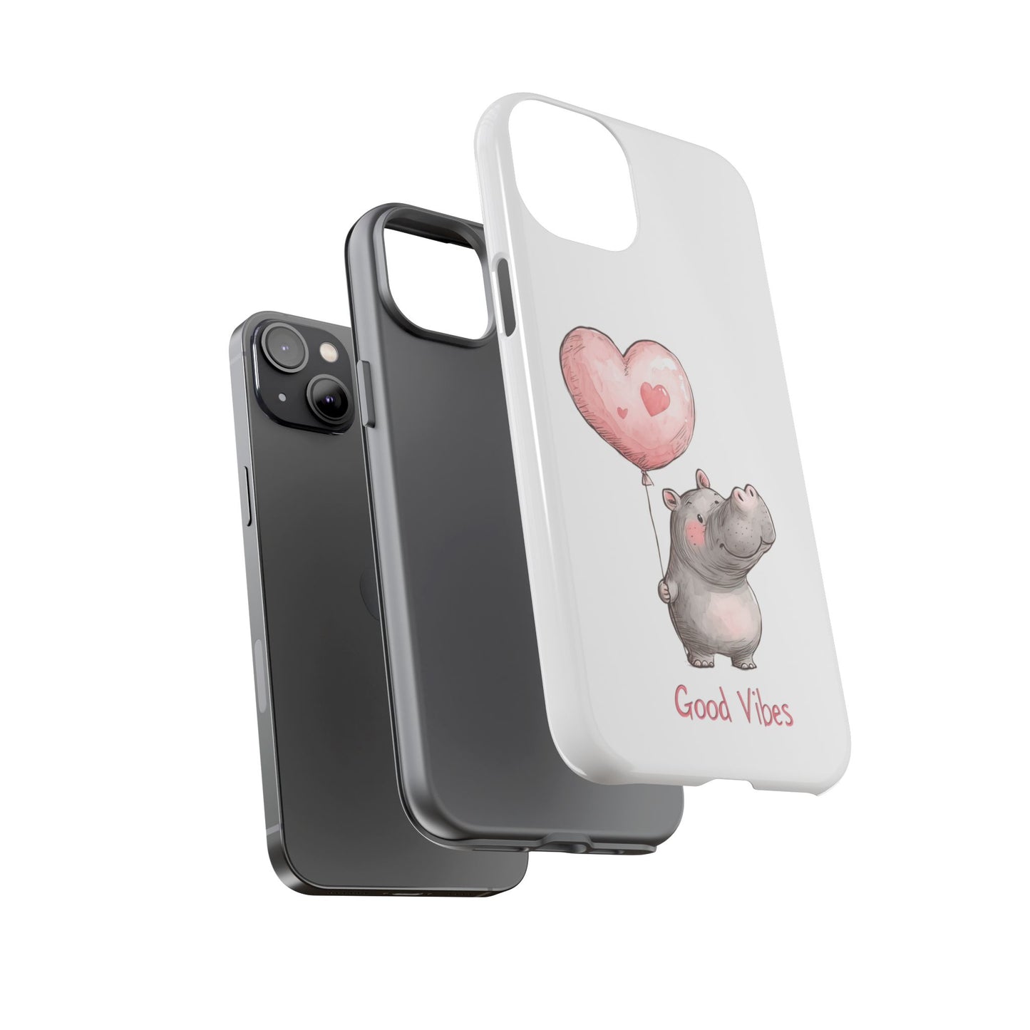 Cute Hippo Phone Case - Good Vibes Design, Animal Lover Gift, Fun Accessory, Birthday Present, Phone Accessories
