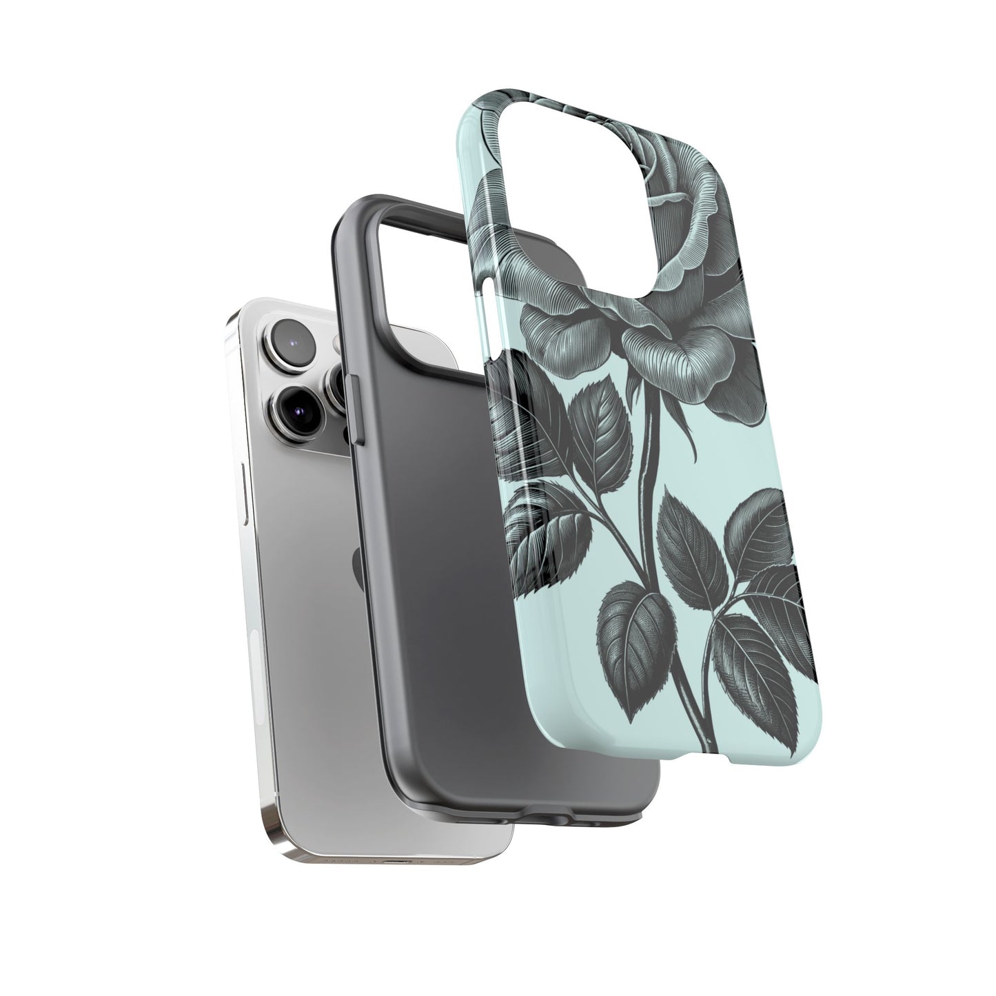 Elegant Floral Phone Case, Tough Cases for iPhones, Black Rose Design, Gift for Her, Stylish Phone Cover, Birthday Gifts