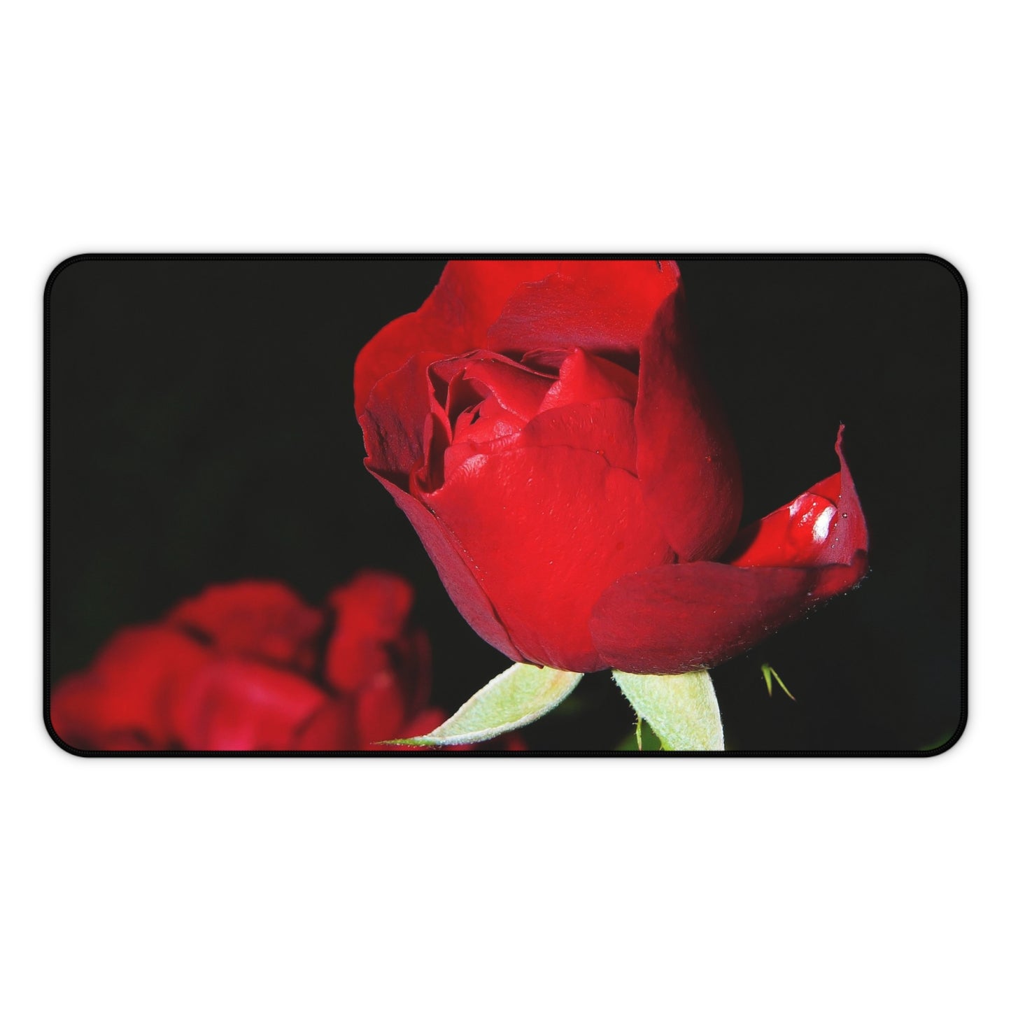 Rose Bloom Desk Mat — Red Rose Floral Mouse Pad for Office & Valentine’s Day