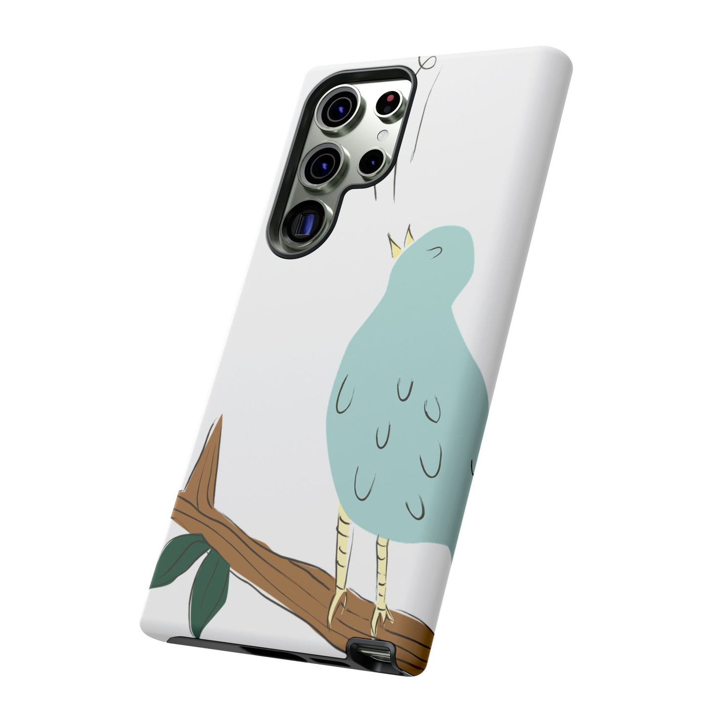 Birdsong Phone Case — Cute Blue Bird on Branch Protective Case