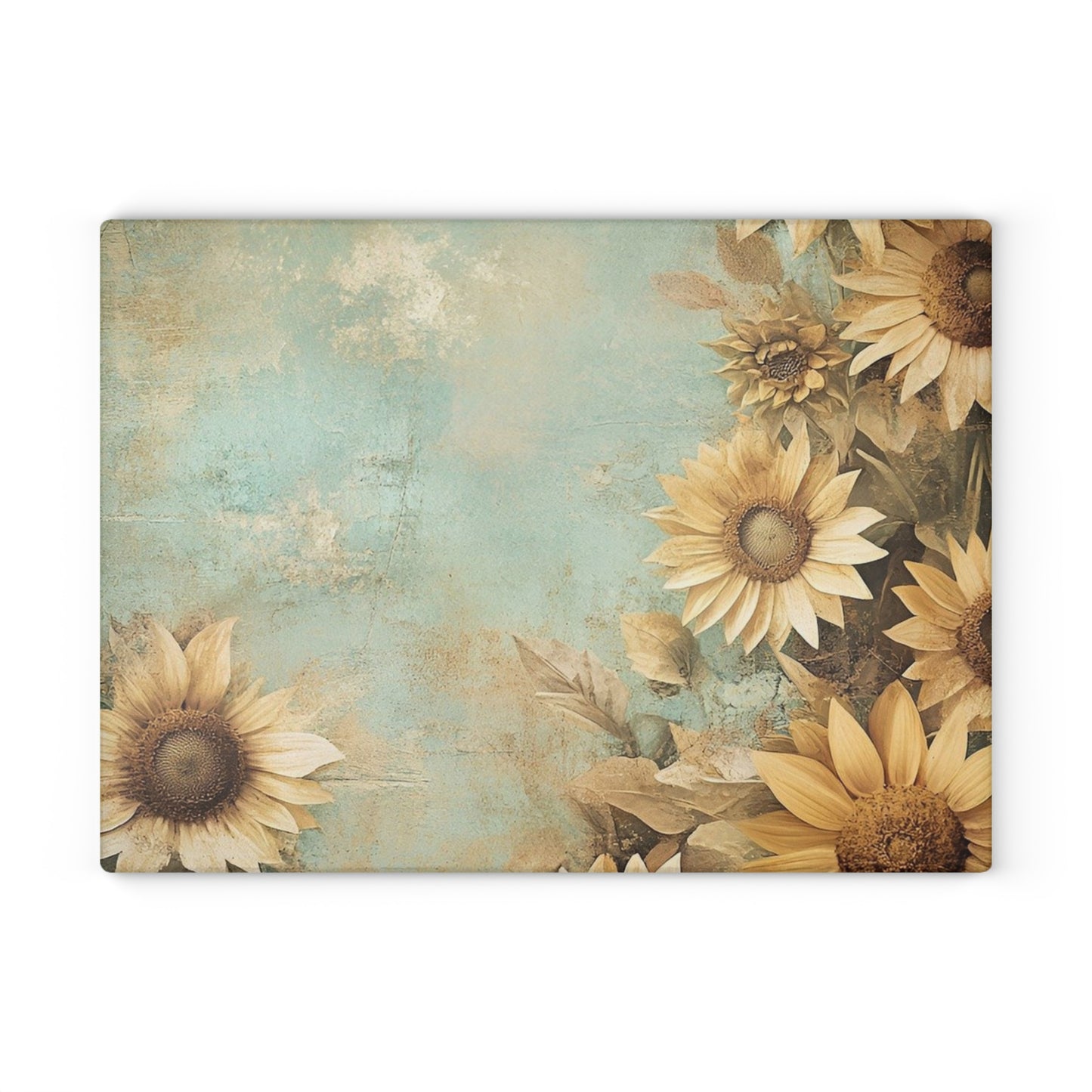 Sunflower Glass Cutting Board, Decorative Kitchen Gift, Farmhouse Decor, Wedding Gift, Sunflower Art, Cooking Tools