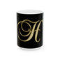 Monogram H Gold Letter Ceramic Mug — Elegant Initial H Coffee Cup (11oz & 15oz)