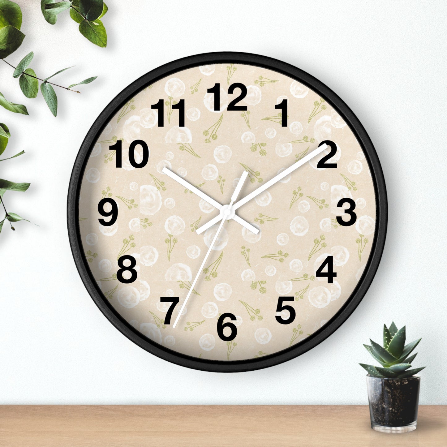 Chic Floral Wall Clock, Home Decor, Modern Design, Gift for Her, Wall Art, Boho Style, Timepiece