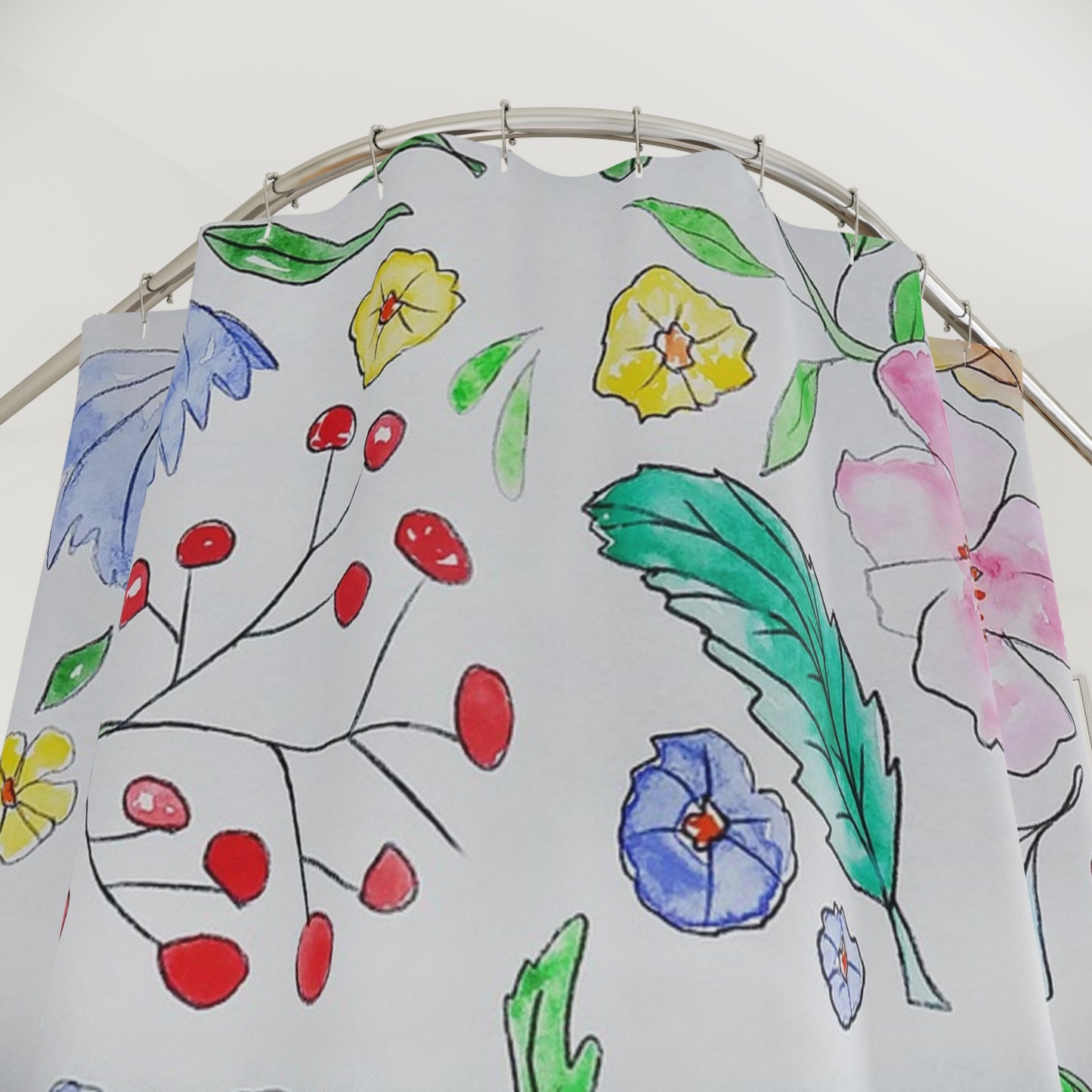 Floral Shower Curtain: Botanical Bathroom Decor, Spring Home Accent, Gift for Flower Lovers, Vibrant Floral Design, Nature-Inspired Decor