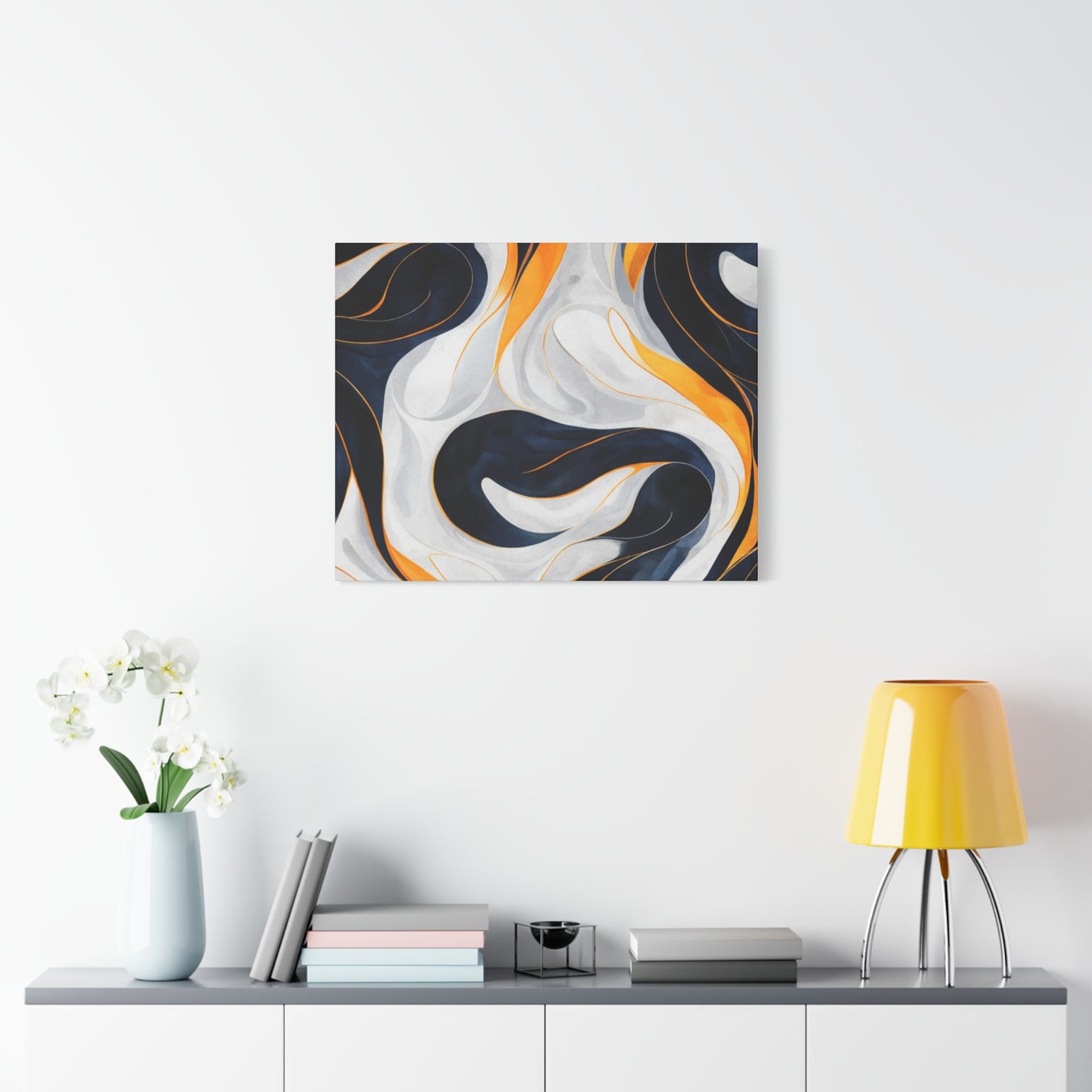 Abstract Navy & Gold Swirl Matte Canvas Wall Art