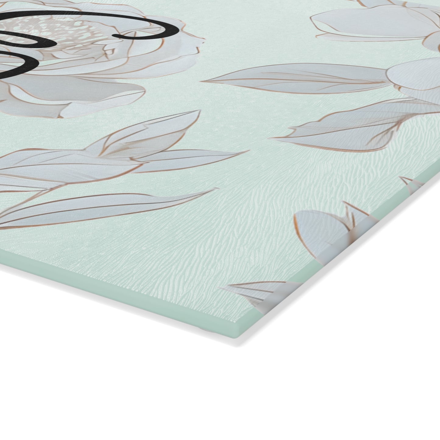 Personalized Floral Glass Cutting Board - Elegant Kitchen Decor, Unique Gift, Wedding Registry, Housewarming, Custom Monogram