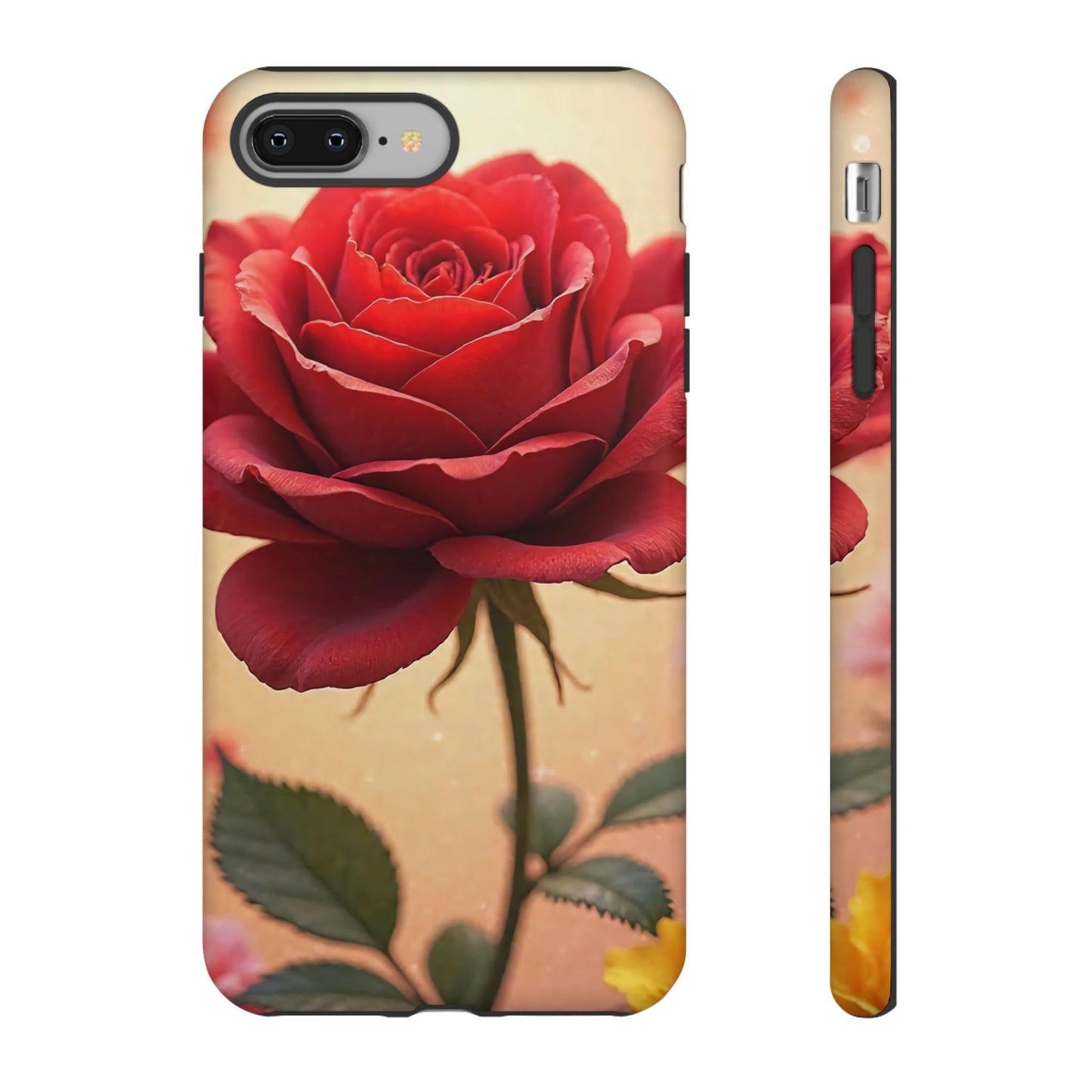 Floral Phone Case with Red Rose Design, Tough Phone Cover, Flower Print, Gift for Her, Stylish Accessory, Floral Aesthetic