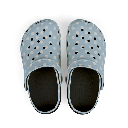 Kids Polka Dot EVA Foam Clogs — Light Blue Slip‑On Casual Shoes