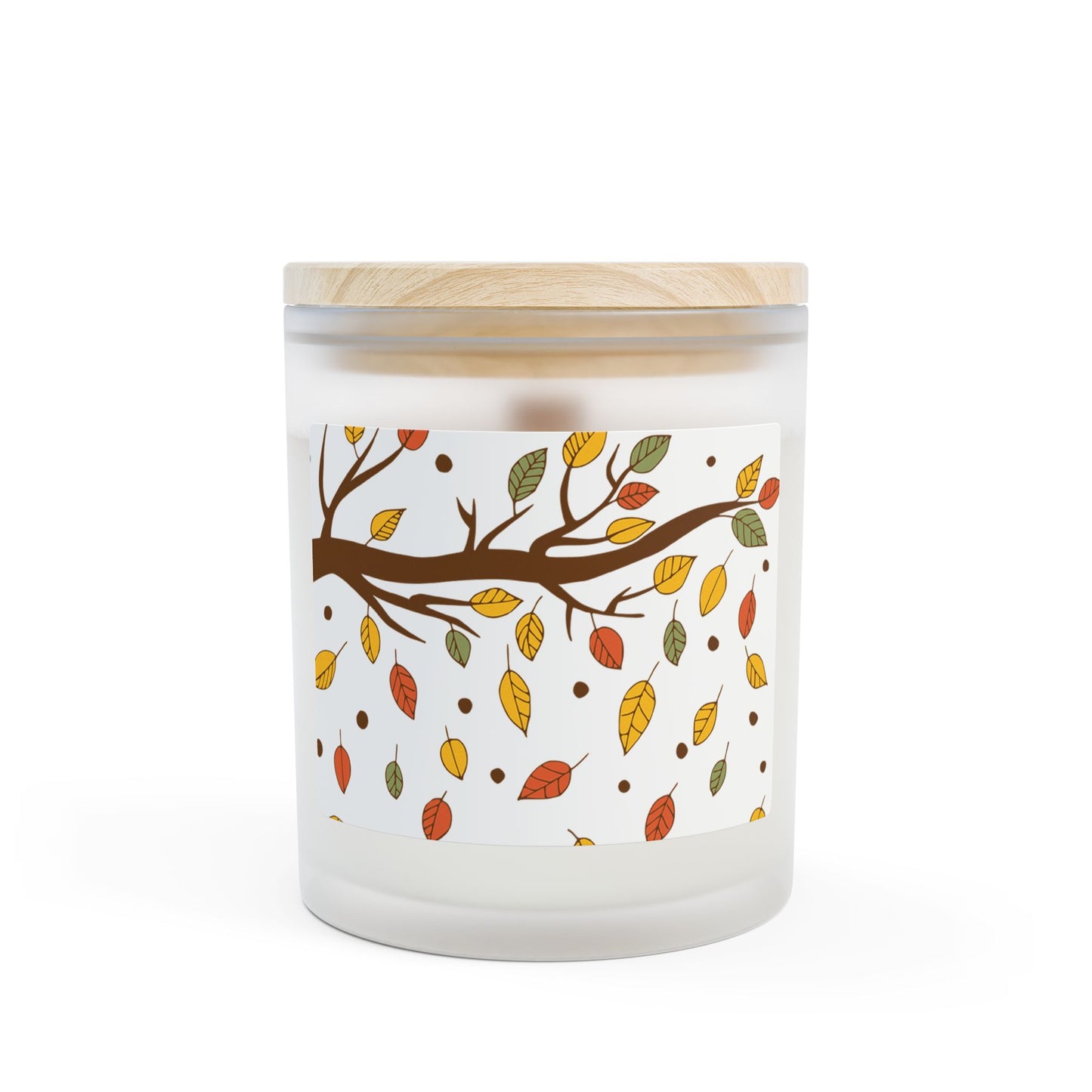 Autumn Leaves Frosted Glass Candle, Fall Decor, Cozy Home Fragrance, Thanksgiving Gift, Seasonal Aromatherapy, Eco-Friendly Candle