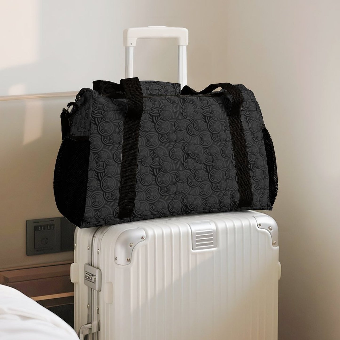 Travel Duffel Bag Black Swirls