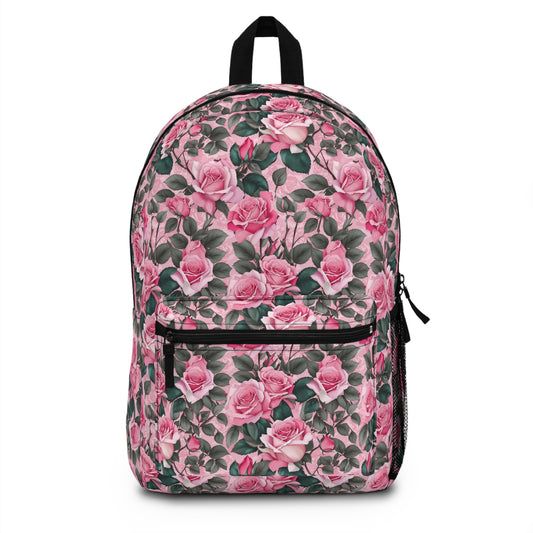 Floral Design Backpack - Ideal for School, Travel, or Casual Outings | Stylish Bag, Rose Pattern, Gift for Her, Everyday Use, Back to School