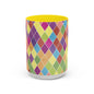 Colorful Diamond Pattern Coffee Mug, Coffee Lover Gift, Bright Kitchen Decor, Artistic Mug, Vibrant Drinkware
