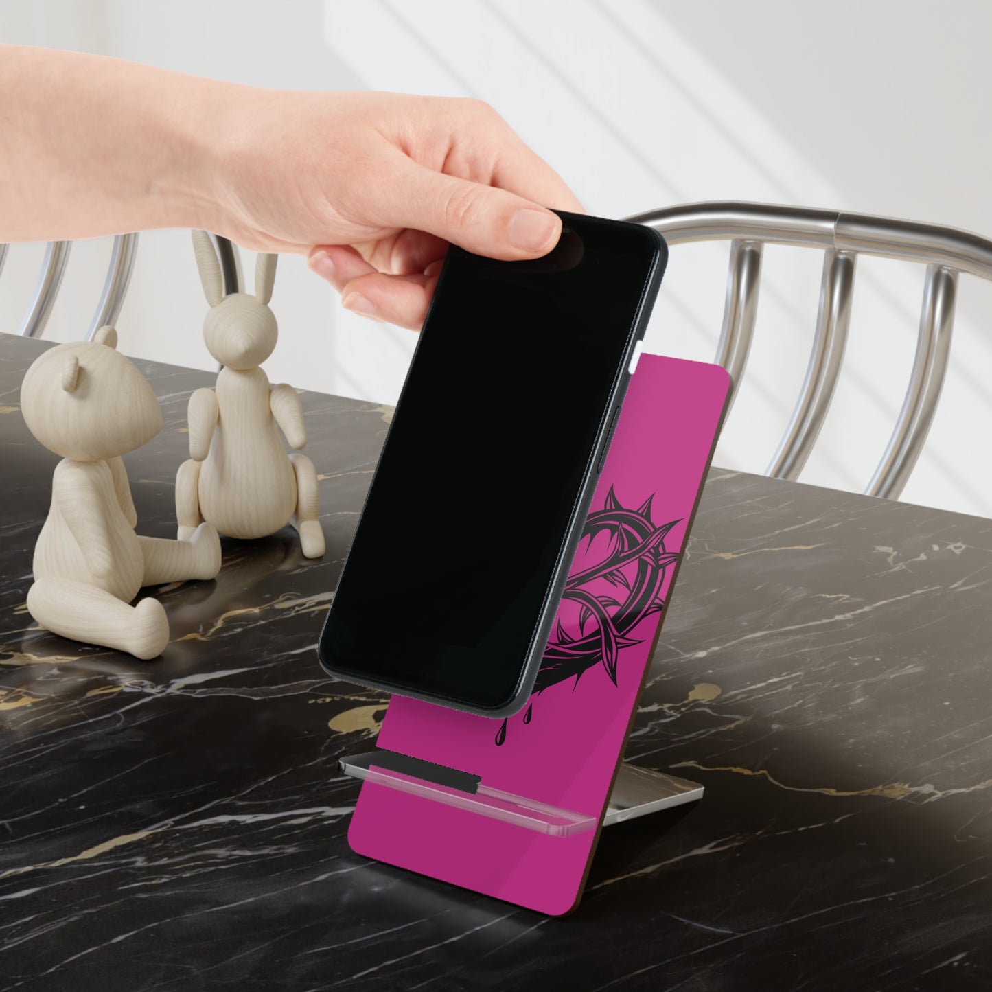 Heart-Shaped Mobile Stand, Phone Holder, Smartphone Display, Tech Accessory, Pink Heart Decor, Valentine's Gift, Office Decor