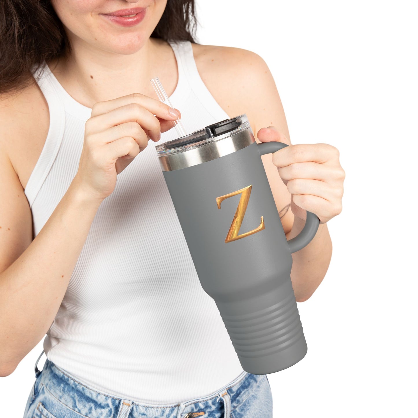 Insulated Travel Mug, 40oz - Letter Z Personalize Hipster Coffee Tumbler