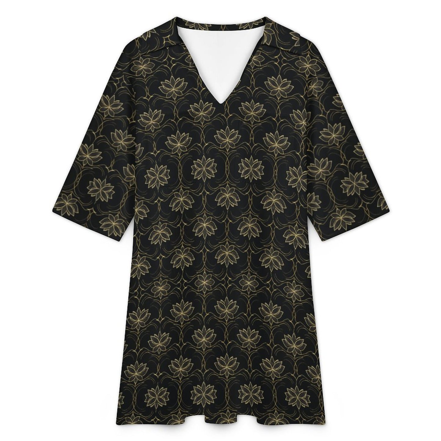 180gsm V-neck Dress for Women(All-Over Printing)