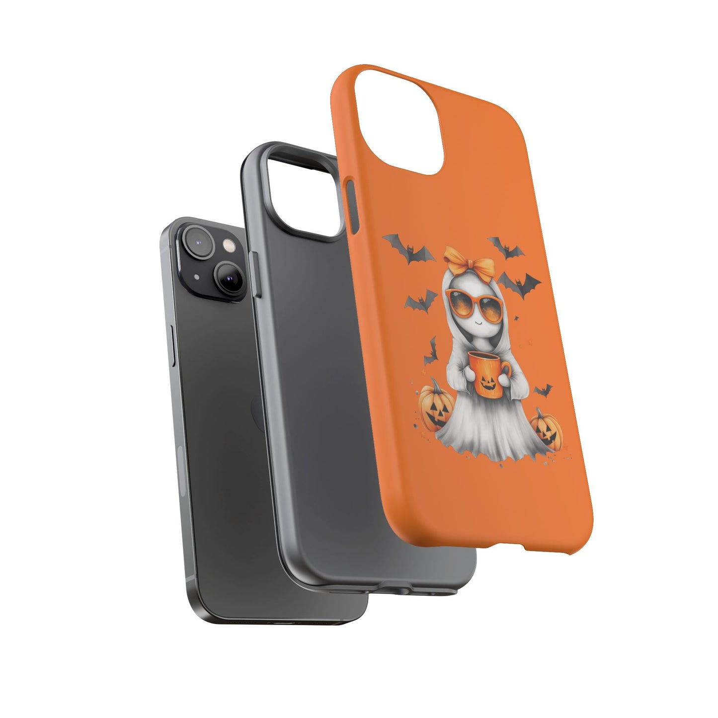 Halloween Ghost Phone Case, Cute Cat Ghost Case, Autumn Phone Cover, Spooky Season Gift, Trick or Treat Case